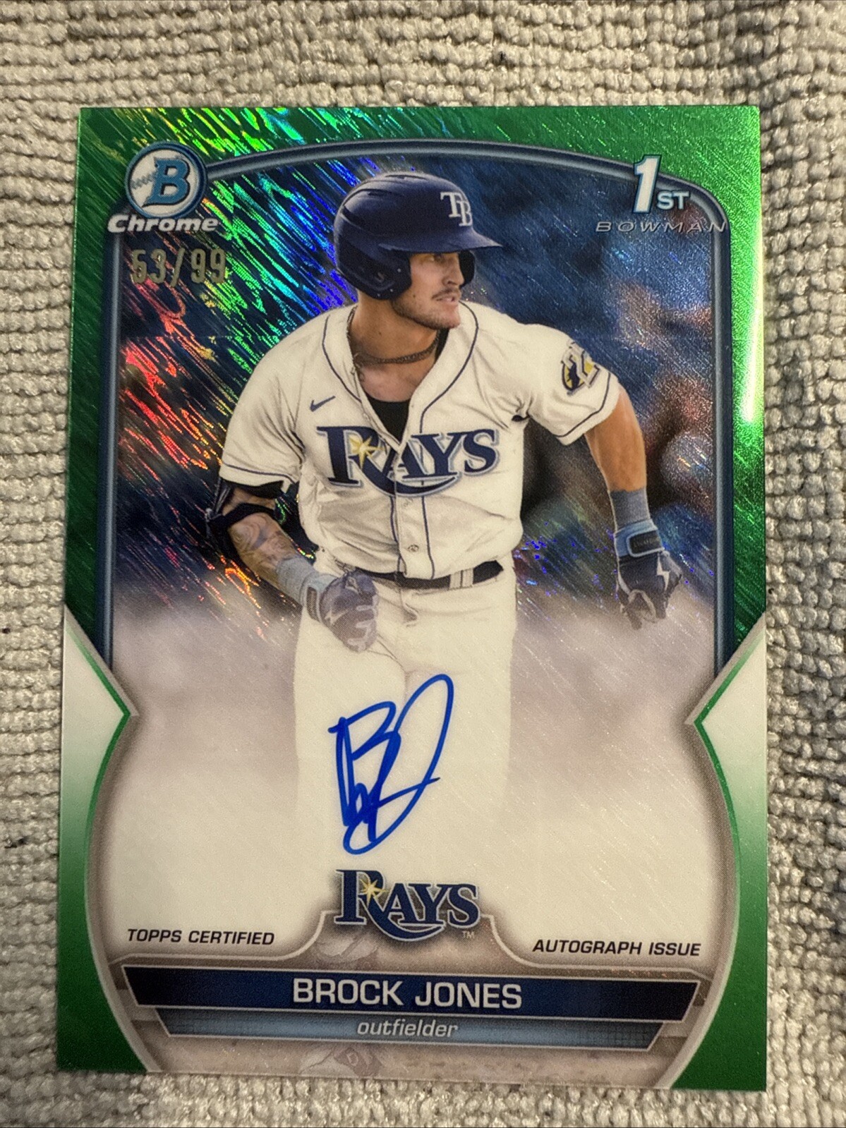 🔥🔥BROCK JONES 2023 Bowman Chrome 1st Green Shimmer Auto /99🔥🔥