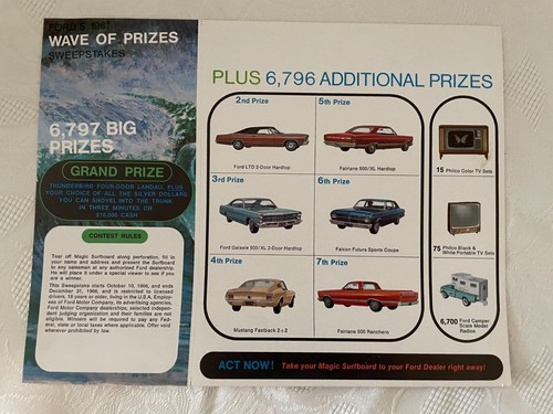 Vintage Ford's 1967 Wave of Prizes Sweepstakes Entry Forms - Picture 2 of 2