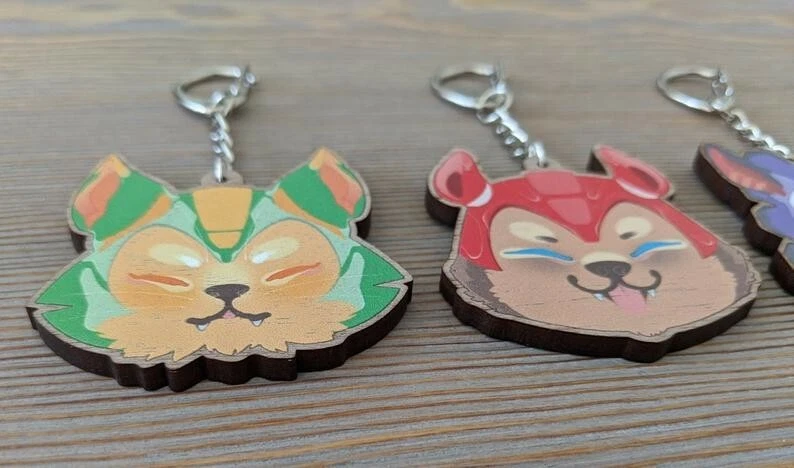 Mega Man Rock Man 2" Madera Dije Llavero Rush Tango Beat Treble Reggae; Juego de 5 Foto 3 de 4