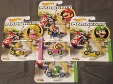 2019 MARIOKART HOT WHEELS,HW DIECAST,COMPLETE SET OF 5,MARIO,LUIGI,PEACH,+ MORE!