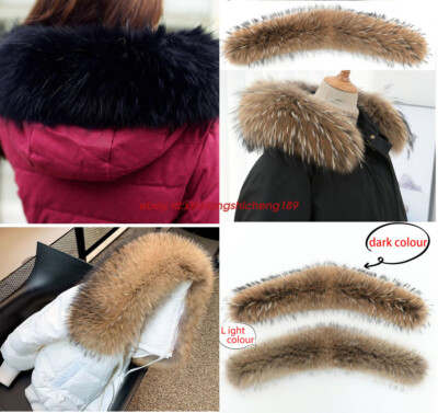 Echt Fell Echtpelz Schal 100% Echt Waschbär Pelzkragen für Winter Jacke Mantel
