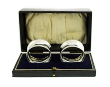 Pair Of 1922 S.W. Goode & Co Birmingham England 925 Sterling Silver Napkin Rings