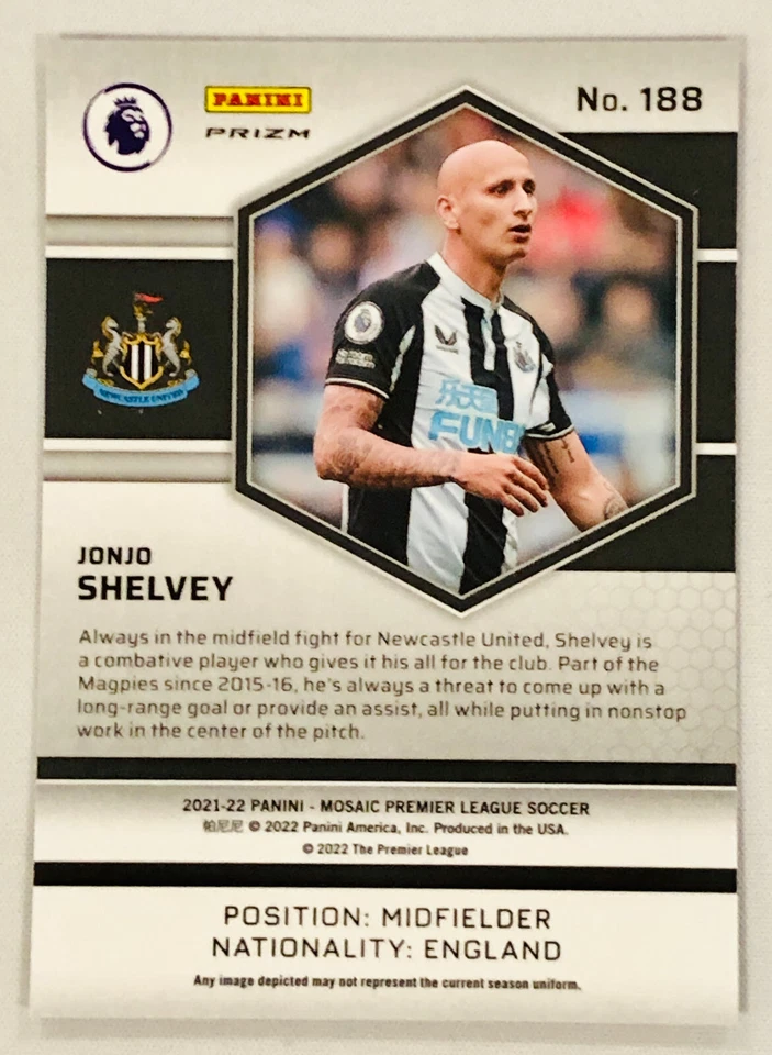Jonjo Shelvey 2021-2022 Mosaic Premier League Soccer Red Pulsar NM-MT Card #188 - Image 2 of 2