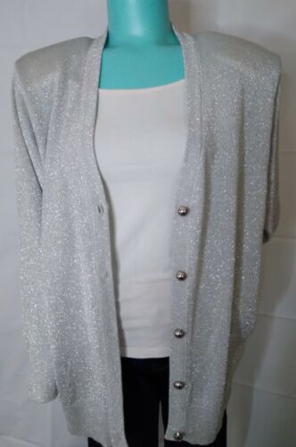 Vintage 80s Silver Sparkly Cardigan by Rochelle Ca