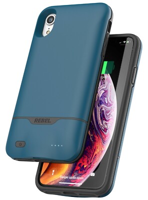 iPhone XR Battery Case Smart Slim Protective Charging Case (Rebel Power)  - Blue