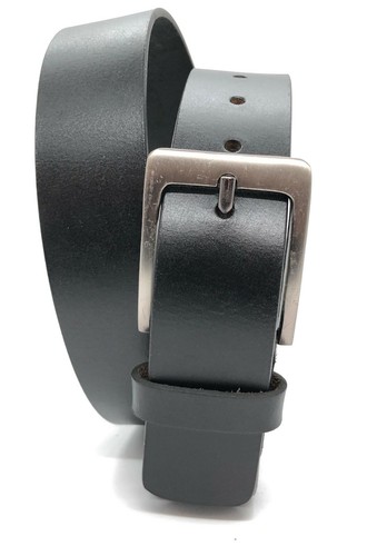 BLACK FULL GRAIN Buffalo Leather Men's 1.5" Belt Strap with Buckle Casual Jeans - Picture 5 of 10