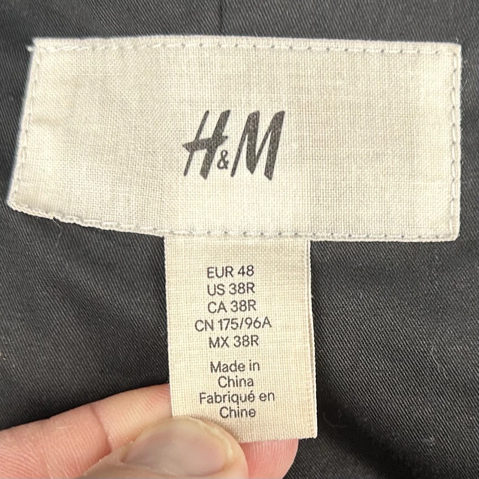 H&M 38R Sport Coat Linen Blend Navy Blue Two Button Lined Double Vented - Image 3 of 4