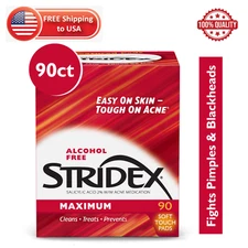 Stridex Medicated Acne Pads, Maximum Treatment, Moderate Acne, 90 Count
