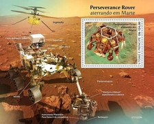 NASA/JPL Mars PERSEVERANCE (Percy) Rover Space Stamp Sheet #16 (2021 Sao Tome)