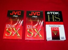  3 Brand New SEALED : Blank VHS 6 Hours T-120 - Video Cassette Tapes TDK JVC 