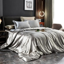 Mulberry Silk Bedding Set with Duvet Cover Bed Sheet Pillowcases Satin Bedsheet