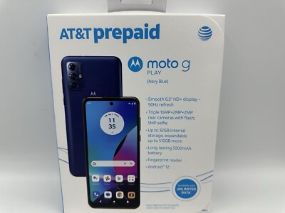 ATT AT&T Motorola Moto G Play 32GB Navy Blue Prepaid Smartphone 6.5 ...
