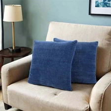 Mainstays Solid Chenille 18" x 18" Polyester Decorative Pillow Set, Navy 2 Count