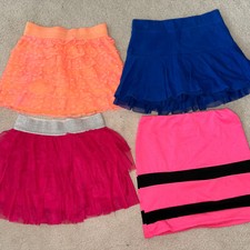 Lot of 4 Girl Short Skirt Tutu SZ 10 Justice Tier Pink Blue Orange Pink Solid