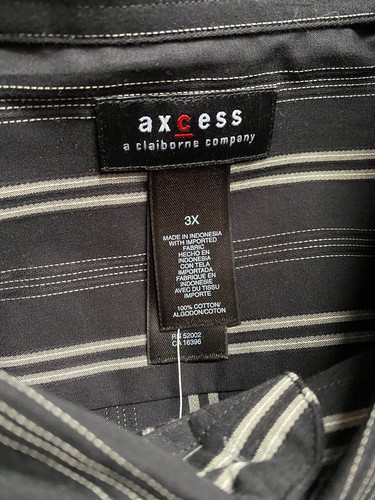 Axcess Mens Black Striped Long Sleeve Button Down Shirt Size 3X NWT - Picture 3 of 8
