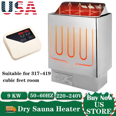 9KW Sauna Heater For Bath Shower SPA 220 240V Electric Dry Stainless Steel Stove