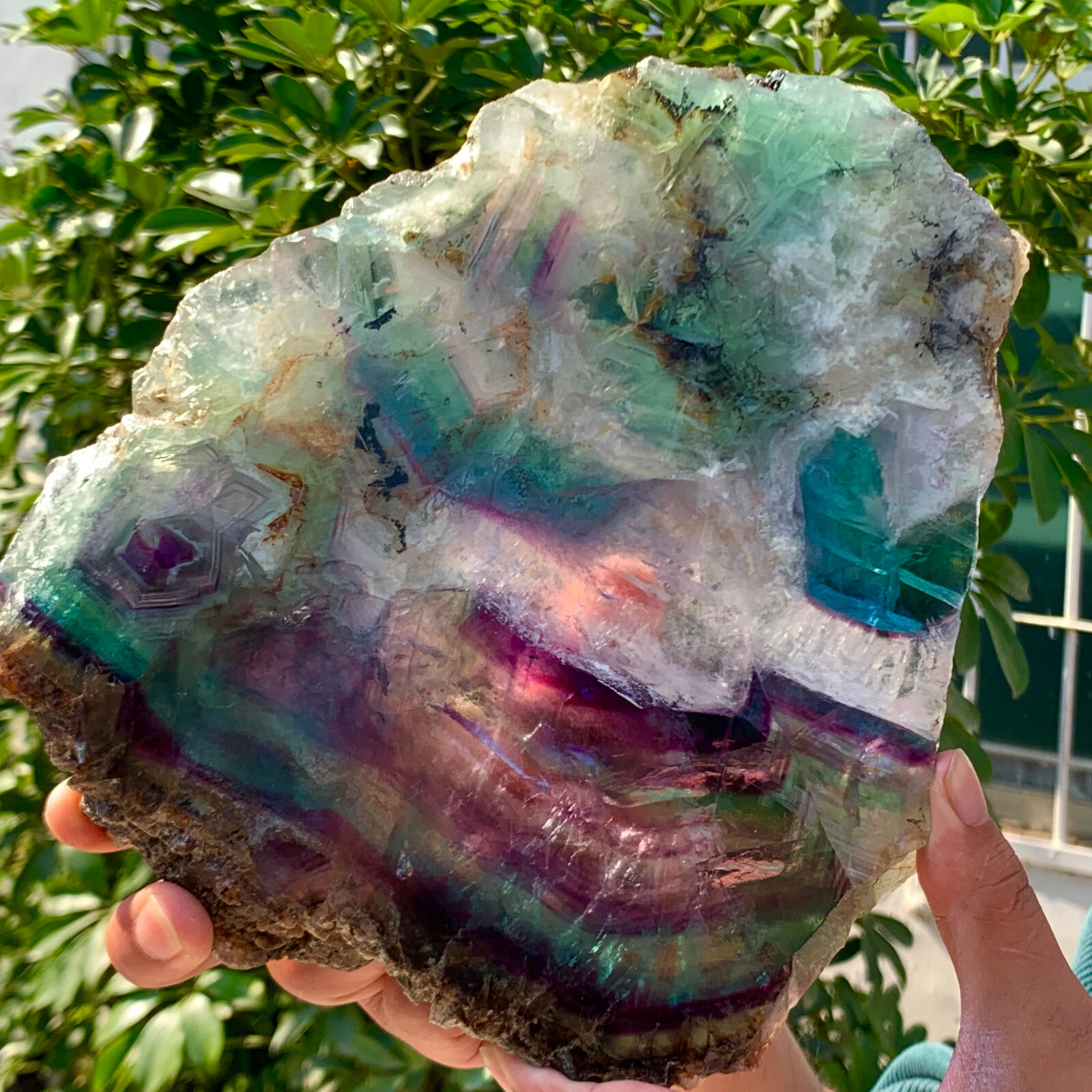 4.01LB Natural beautiful Rainbow Fluorite Crystal Rough stone specimens cure