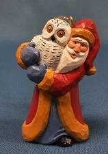 House of Hatten Susan M Smith Christmas Ornament Santa & Snowy White Owl 1999
