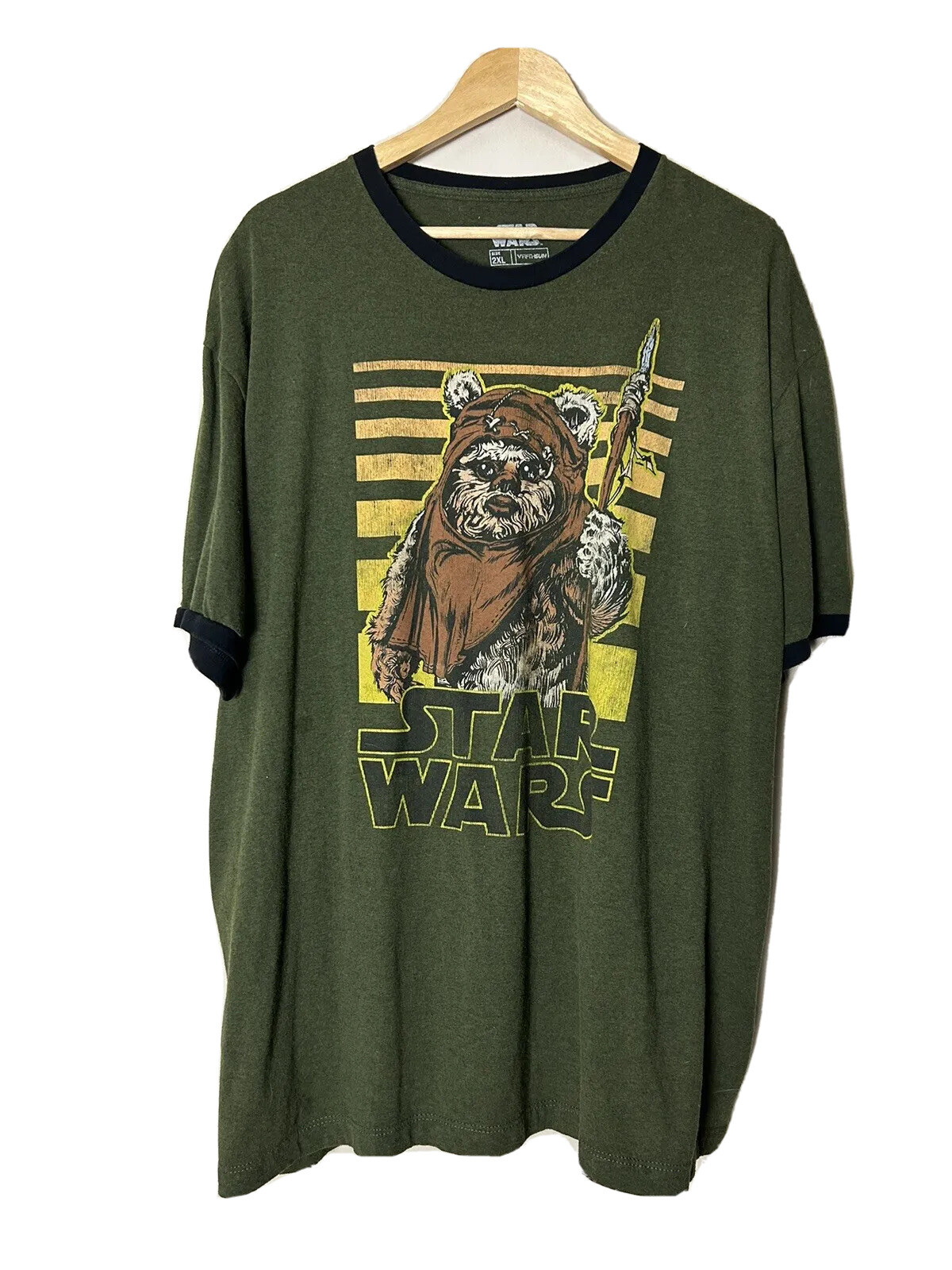 Camisa Star Wars Manga Corta Timbre Camiseta Ewok Verde 2XL
