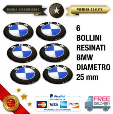 BMW 3D Resin Emblem Stickers - 25mm Diameter Series 6 Adhesives (Made In Italy)