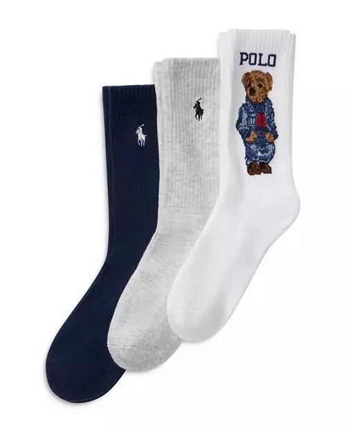👀 Oferta》🔥 Damas Polo Ralph Lauren Americana Denim Bear Calcetines》3 Pares 🆕️ Foto 2 de 4
