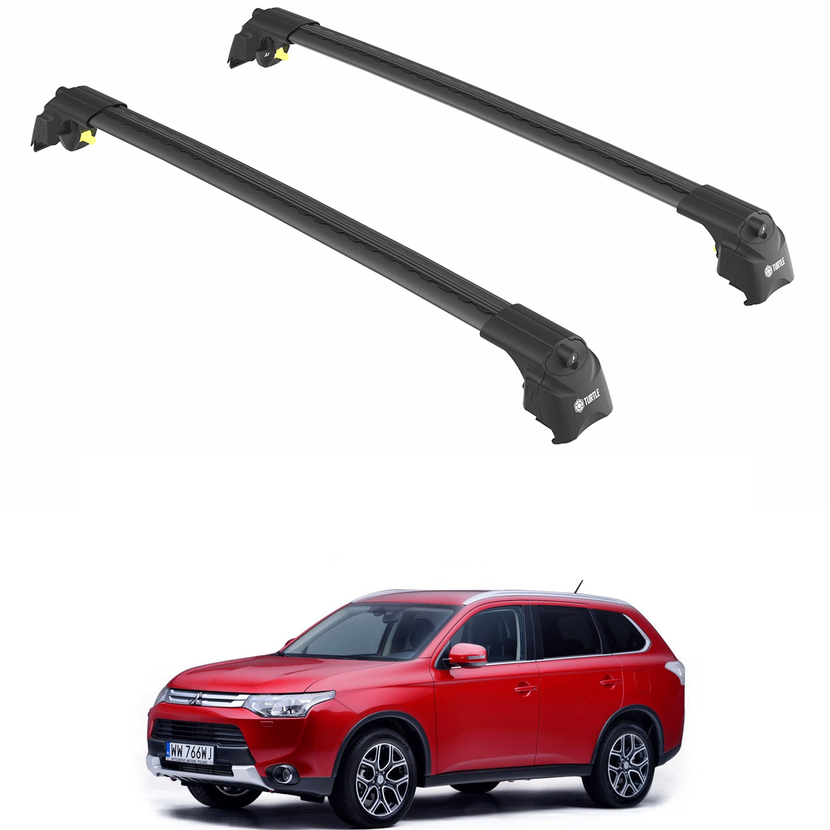 to Fit MITSUBISHI OUTLANDER (Mk3) SUV 13- Roof Racks Cross Bars Black Set  2Pcs