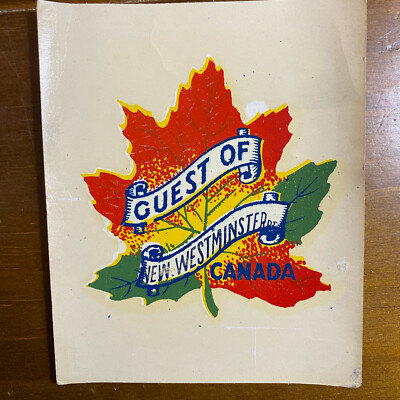 Vintage Guest New Westminster Canada Maple Leaf Decal Elite Products Unused