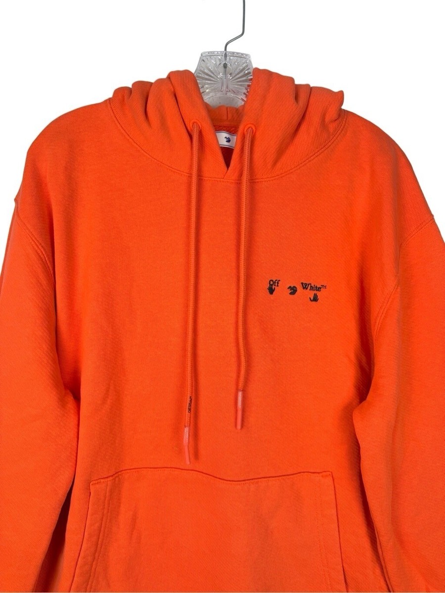 Off-White Virgil Abloh 2013 Orange Hoodie XL Black Logo Hand Signs