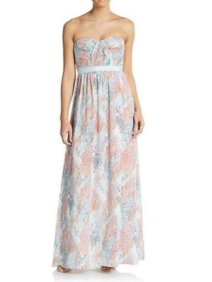 bcbgmaxazria light blue dress NEW BCBGMAXAZRIA LIGHT BLUE SMOKE COMBO STRAPLESS GOWN OSP6W172/L373 SIZE 6