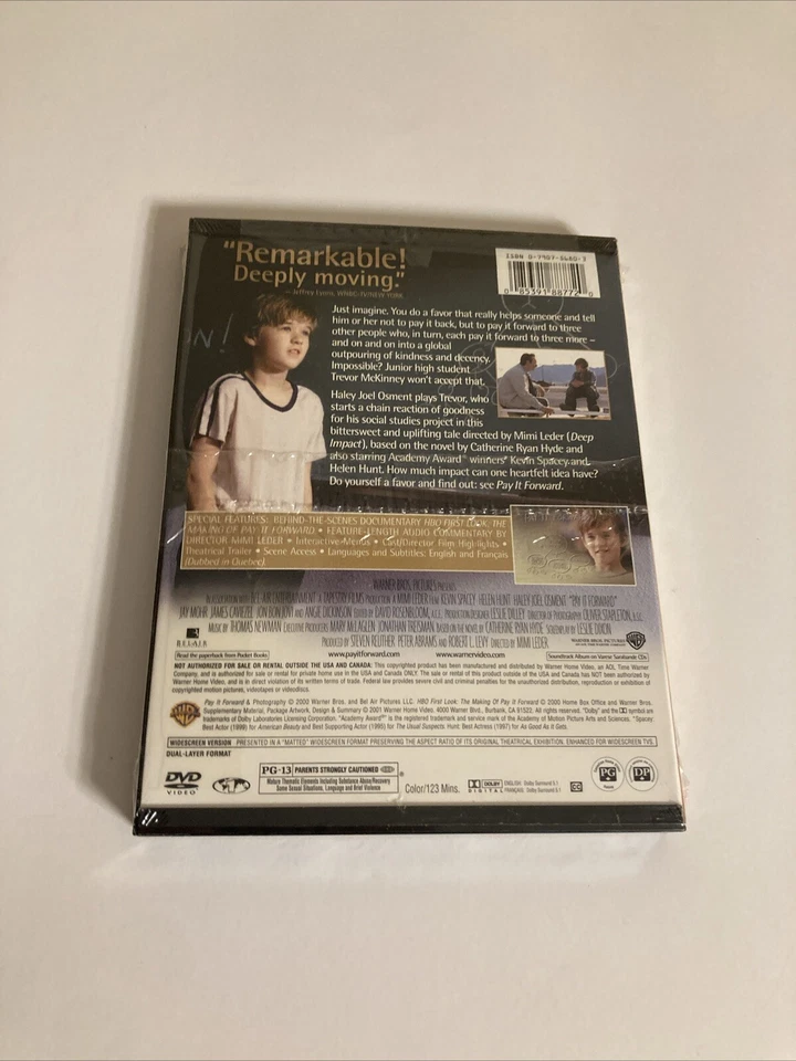 Pay It Forward DVD In Snap Case Widescreen Haley Joel Osment 2000 Movie (NEW) Foto 2 de 4