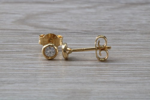 Conjunto solitario de diamantes sencillo de oro amarillo de 18 quilates de todos los días - Imagen 2 de 6