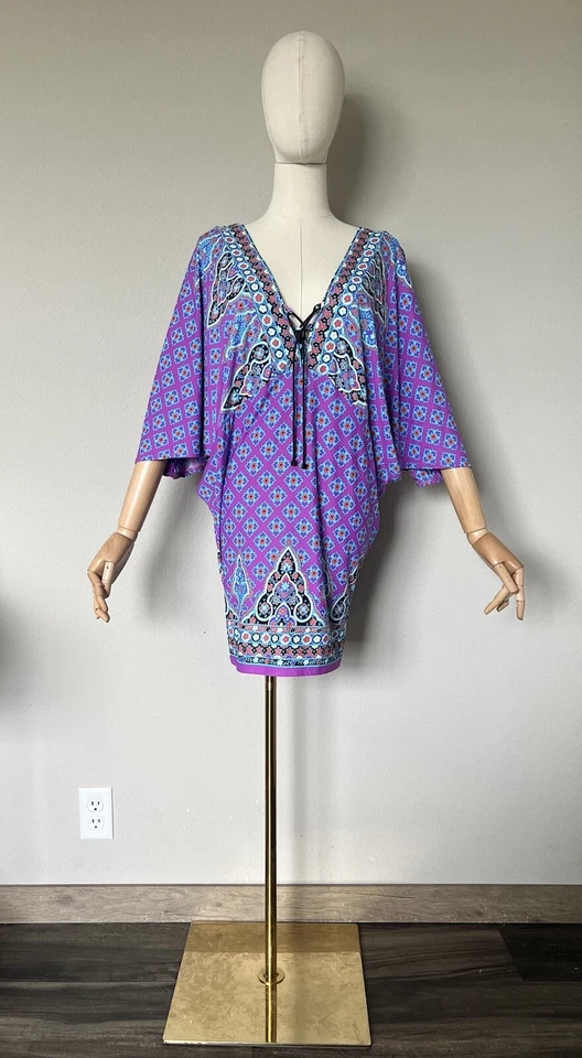 Túnica Nanette Lepore Marroquí Medallón Estampado Natación Cubrir - Talla M Orquídea Foto 4 de 4