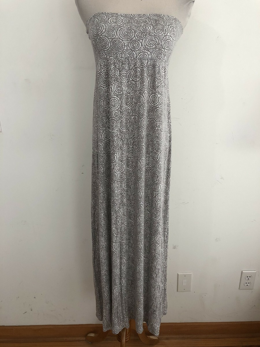 MAX STUDIO Strapless Knit Maxi Dress Gray/Taupe & White Swirls Size S | eBay
