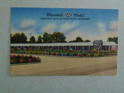 D399 Postcard Marshall Motel West Point Mississippi MS