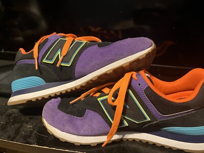 NEW BALANCE 574 BLACK PURPLE ORANGE. Size 9.5 US Men BARELY WORN. Box Included 
