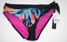La Blanca Women's 4 Black Pink Blue Orange Banded Tie Bikini Swimsuit Bottoms