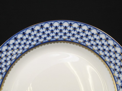 Juego de 6 platos de cena rusos de 10" con red azul cobalto - oro 24K porcelana para comedor - Imagen 3 de 3