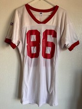Vintage Russell Athletic Football Jersey WHITE/RED 86 sz Large MADE IN USA