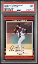 2002 BOWMAN CHROME REFRACTOR #101 PEDRO MARTINEZ SP #/500 PSA 9 MINT CENTERED