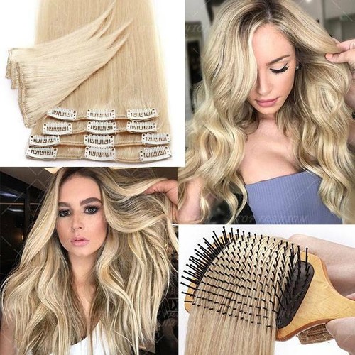 Clip in Human Hair Extensions Full Head 100% Real Remy Hair 24" 8PCS Long Ombre - Picture 17 of 103