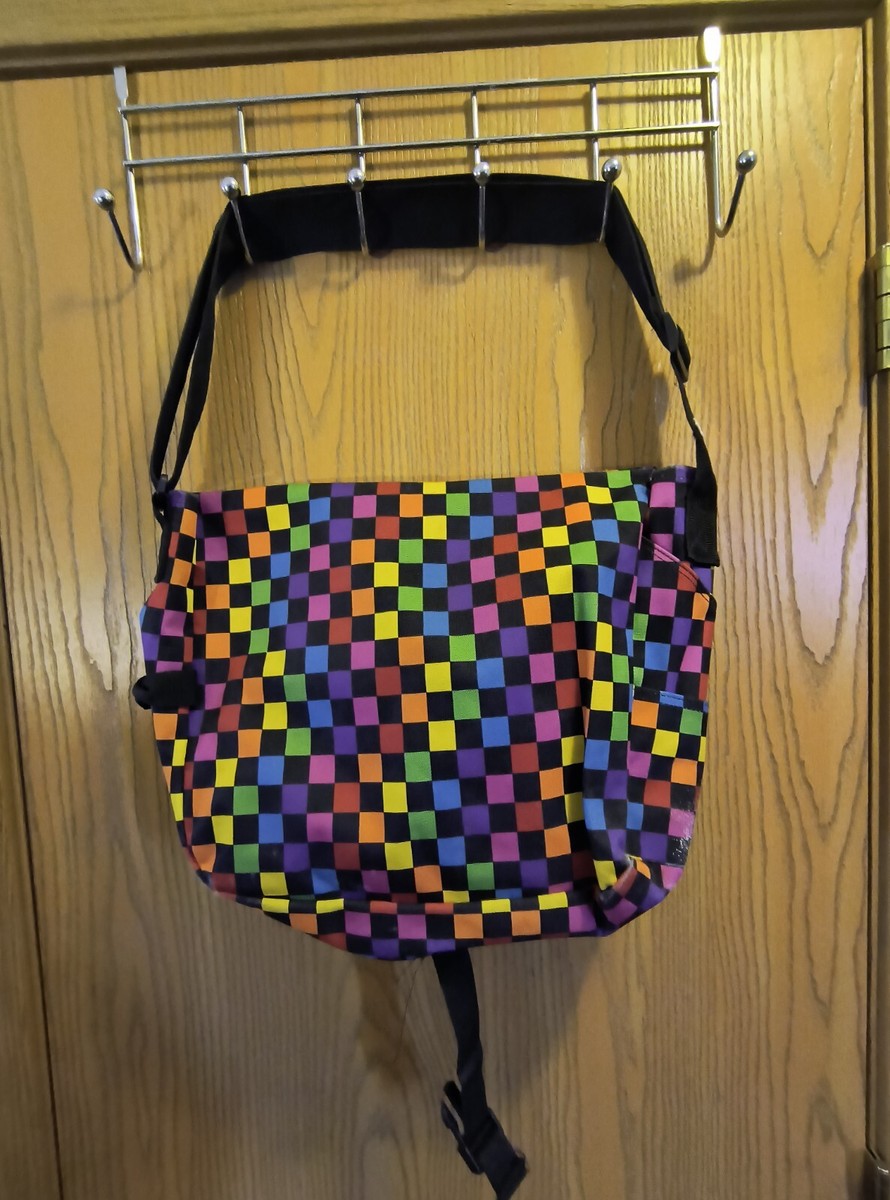 Yak Pak Crossbody Messenger Bag Rainbow Checkerboard Messenger Bag