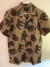 New w Tags Men  s XS Filson Northwest Camp Bear Print Button Up Shirt, NWT, Rare
