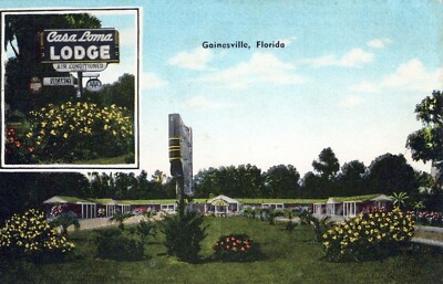 Casa Loma Lodge Gainesville Florida Air Conditioned Chrome Vintage Postcard