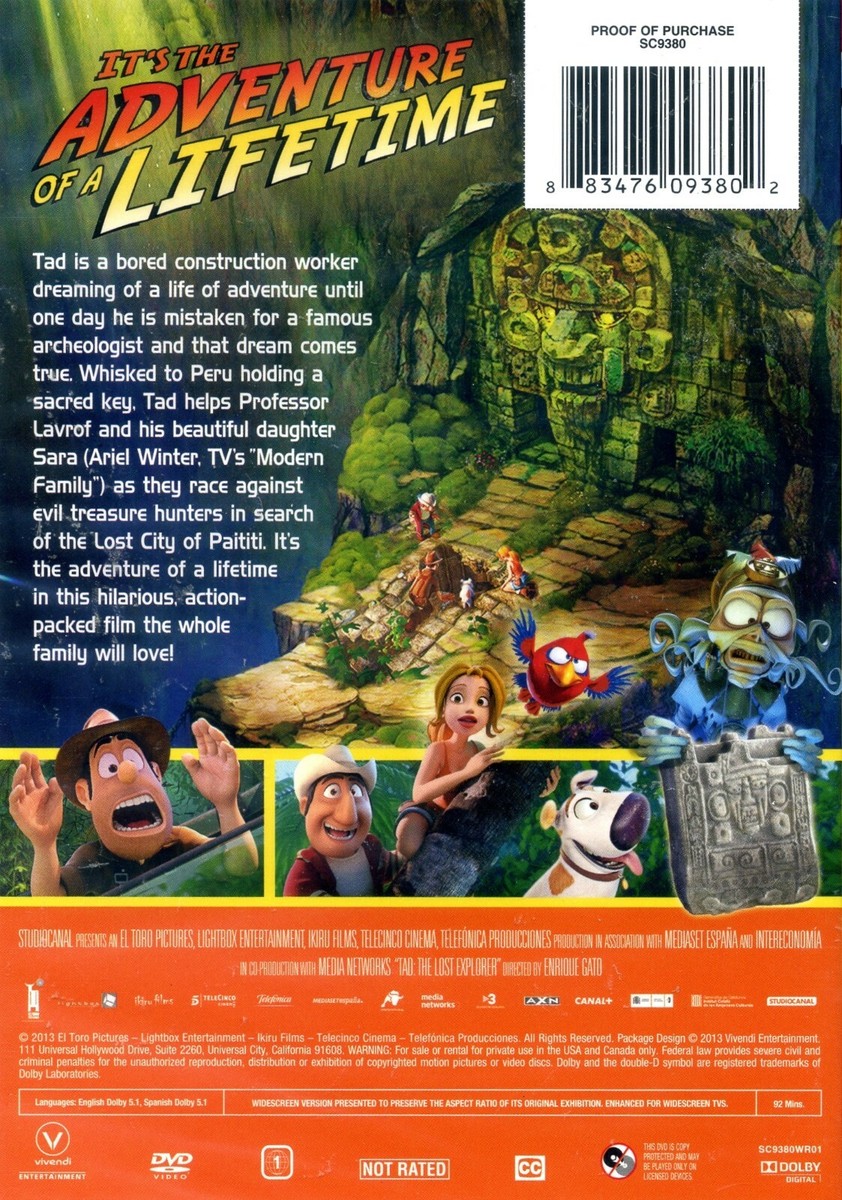 Tad: The Lost Explorer (DVD, 2012) 883476093802| eBay