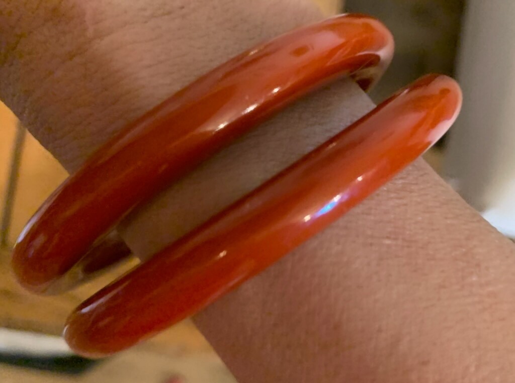 TWO VINTAGE BAKELITE BRACELETS Rusty Orange - image 3