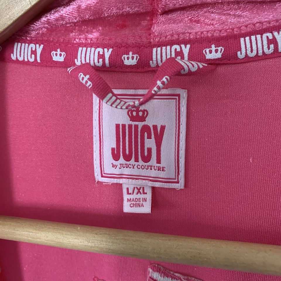 Juicy Couture Bata Mujer Talla L/XL Vestido Terciopelo Aplastado Rosa Bordado Foto 2 de 4