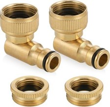 2Pcs Brass Angled Tap Connector, 2 in 1 Outside Tap Connector 1/2 and 3/4 , 90°