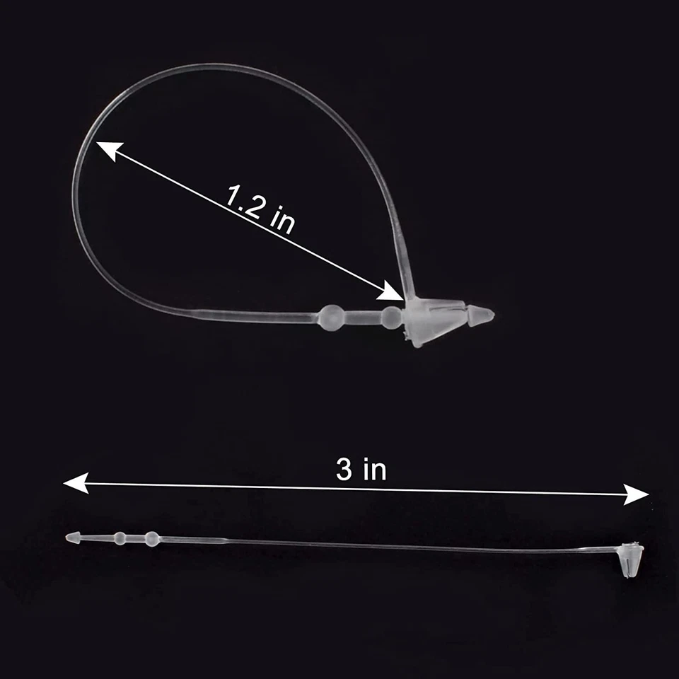 3" Plastic Fastener Clear Hang Tag Snap Lock Plastic Tag Fasteners Pin Securi... - Image 3 of 4