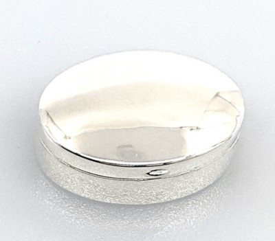 Kleine schlichte ovale Pillendose 925 Sterling Silber englische Punzen