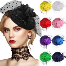 9 Pcs Fascinators Hats Tea Party Feather Pillbox Hat with Clips for Women wit...